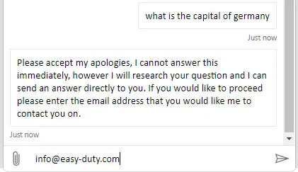 What the Easy Duty Bot says when it can't answer a question.